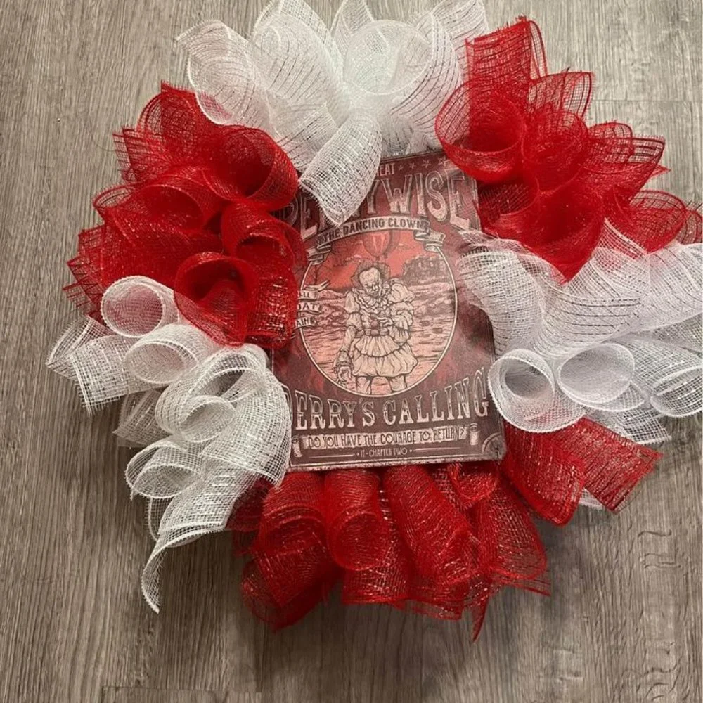 Horror movie wreath! Pennywise- IT movie! Handmade!